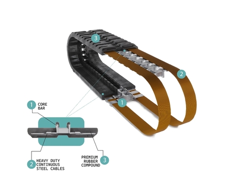 350x55x38 Pista nera di gomma per escavatore con 90 kg/pc di peso